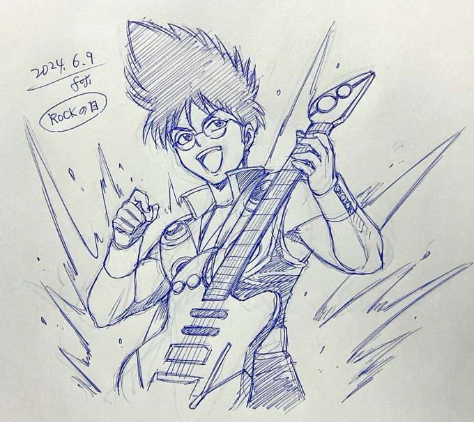 マクロス7見たのでキャラ描いていこうかなーと思ったんですが、バサラの絵はもうあったので再掲
メガネもうちょっと下だよね…アナログは修正できないのが難しい😅
#落書き 
#マクロス7 