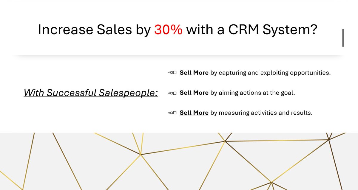 How to Increase Sales by 30% with a CRM System:
--Successful Salespeople
Your CRM must help your sales team members be more successful. This needs to be your primary focus when implementing a CRM system.

#Microsoft #CRM #Dynamics365CRM #Sales

Full post:
thesistech.com/how-to-increas…