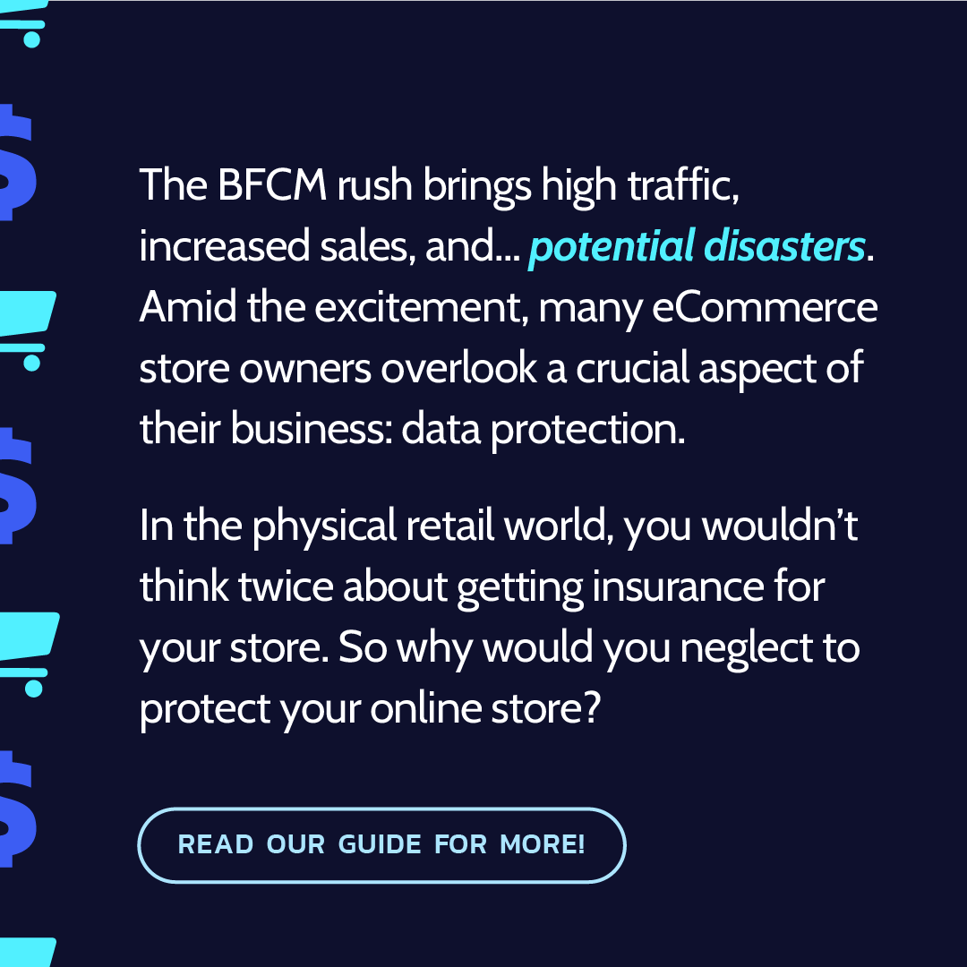 Merchants, don’t let #BlackFriday #CyberMonday be a data disaster!

🔗 Read the ultimate guide to eCommerce data backups: bit.ly/4eFnS5Z

#bfcm #ecommerce #backups