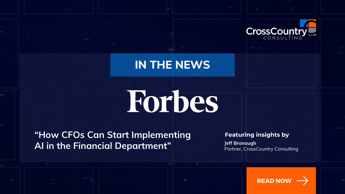 “How CFOs Can Start Implementing AI in the Financial Department”

Hear insights from our National Business Transformation Partner, Jeff Bronaugh, in <a href="/Forbes/">Forbes</a>’ latest article: forbes.com/sites/meganpoi…

#CrossCountryConsulting #ABetterExperience