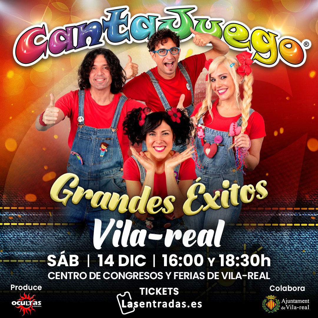 CantaJuegos's tweet image. Amig@s de #Vilareal
Os esperamos en el Recinto de Ferias y Congresos el 14/12 a las 16:00 y 18:30 para disfrutar de nuestro espectáculo #GrandesÉxitos 😀

Más info en cantajuego.com/conciertos/vil…

#CantaJuego #CantaJuegos #NuevoVideoclip #Musica #MusicaInfantil