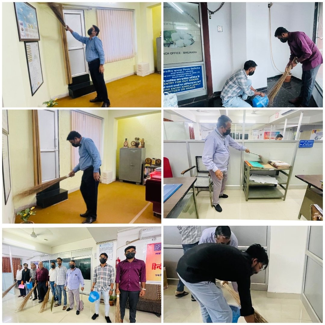 ccibhilwara7's tweet photo. Cleaning of Sections and Office at Branch Office Bhilwara #SwachhataHiSeva #SHS2024 @cotcorp_ho @TexMinIndia https://t.co/gUA92U5gO5