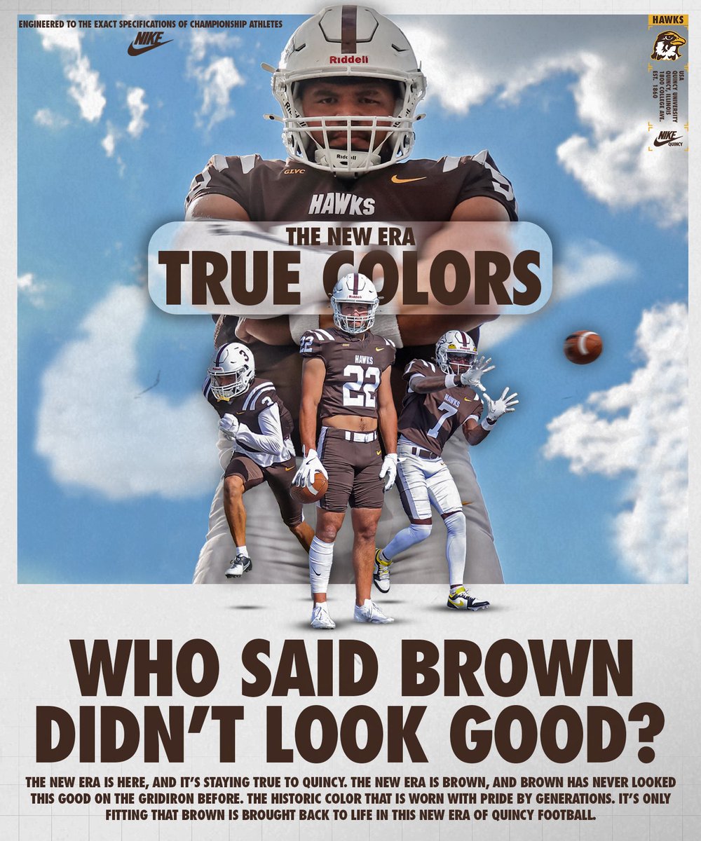 QUHawksFootball's tweet photo. Thought we were done? 

The New Era is Brown!🟤 https://t.co/6dq3y0J6XD