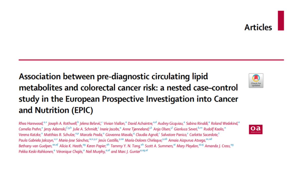 Cancer Screening & Prevention Research Group (@csprg_imperial) on Twitter photo Post-Doc Appreciation Week =@rharewood's work in <a href="/eBioMedicine/">eBioMedicine – The Lancet Discovery Science</a>
The largest study of its kind links dysregulated lipid metabolism to #BowelCancer risk
⬆️levels of 2 lipids associated with⬇️#BowelCancer risk showing how diet lifestyle & metabolism may influence #CancerDevelopment Post-Doc Appreciation Week =@rharewood's work in <a href="/eBioMedicine/">eBioMedicine – The Lancet Discovery Science</a>
The largest study of its kind links dysregulated lipid metabolism to #BowelCancer risk
⬆️levels of 2 lipids associated with⬇️#BowelCancer risk showing how diet lifestyle & metabolism may influence #CancerDevelopment