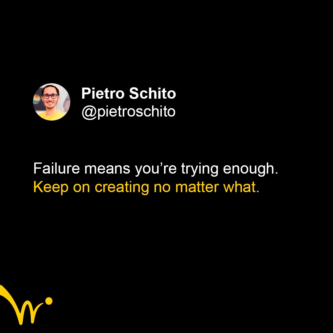 pietroschito's tweet image. Failure means you’re trying enough. Keep on creating no matter what.    #Screenwriting #ScreenwritingTips
