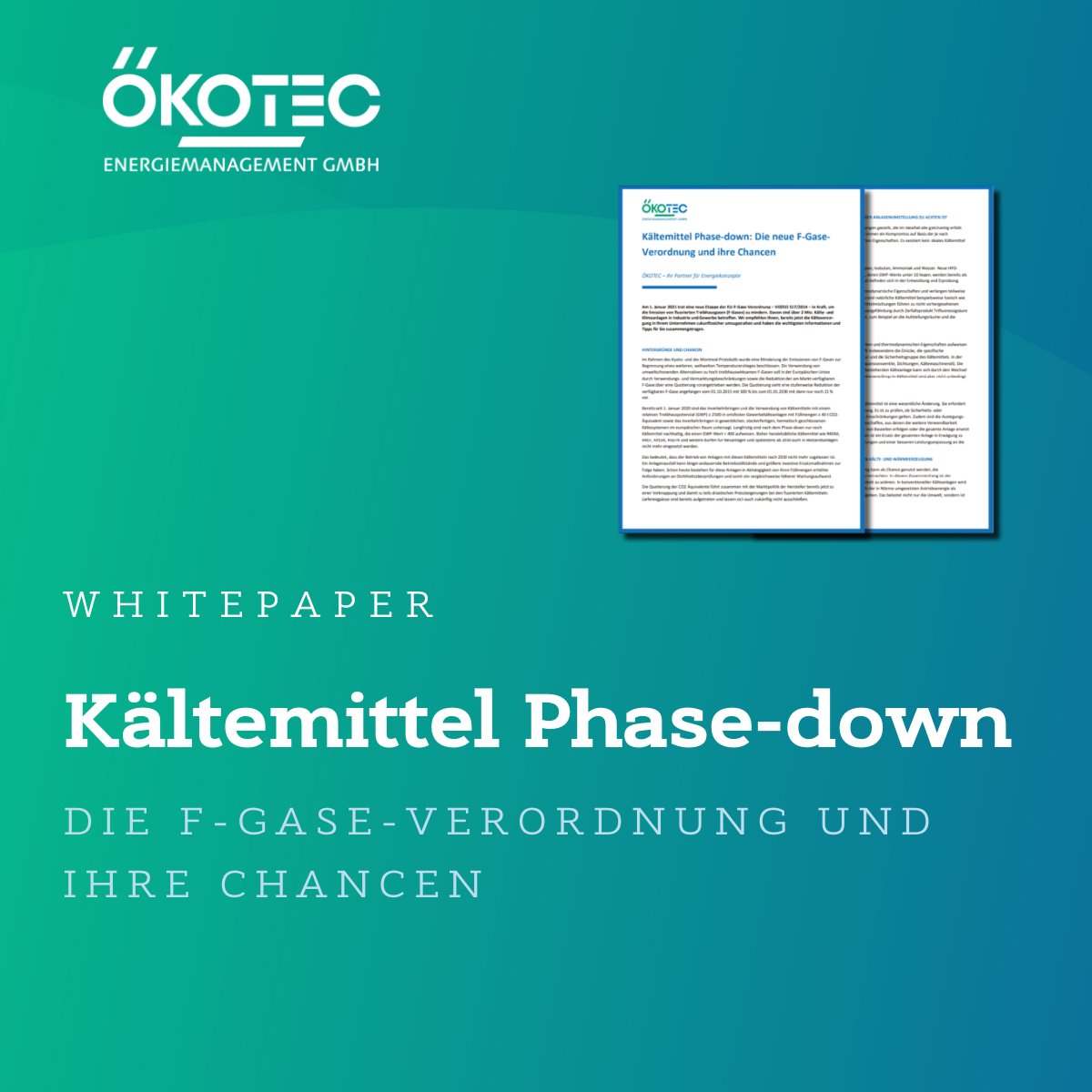 Die sogenannten F-Gase unterliegen wegen ihrer Treibhauswirksamkeit schon länger strengen Regulierungen. Die wichtigsten Informationen und Tipps haben wir für Sie in einem Whitepaper zusammengetragen.

Mehr dazu und kostenloses Whitepaper herunterladen 👉 bit.ly/47E1uYb