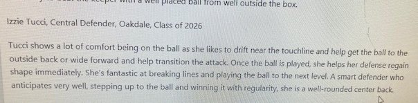 Izzie Tucci, 2026 (@izzietucci) on Twitter photo Thank you <a href="/mattsmithsoccer/">Matt Smith</a> and <a href="/PrepSoccer/">Prep Soccer ⚽️</a>
for the awesome write up! I am very honored to be recognized among Maryland's top impact players!!
prepsoccer.com/2024/09/maryla…; <a href="/pipeline_soccer/">Pipeline Soccer Club</a> <a href="/ImYouthSoccer/">ECNL/GA/Recruiting/College Soccer</a> <a href="/greg_swatek/">Greg Swatek</a> <a href="/ImCollegeSoccer/">College Soccer Truth ™</a> Thank you <a href="/mattsmithsoccer/">Matt Smith</a> and <a href="/PrepSoccer/">Prep Soccer ⚽️</a>
for the awesome write up! I am very honored to be recognized among Maryland's top impact players!!
prepsoccer.com/2024/09/maryla…; <a href="/pipeline_soccer/">Pipeline Soccer Club</a> <a href="/ImYouthSoccer/">ECNL/GA/Recruiting/College Soccer</a> <a href="/greg_swatek/">Greg Swatek</a> <a href="/ImCollegeSoccer/">College Soccer Truth ™</a>