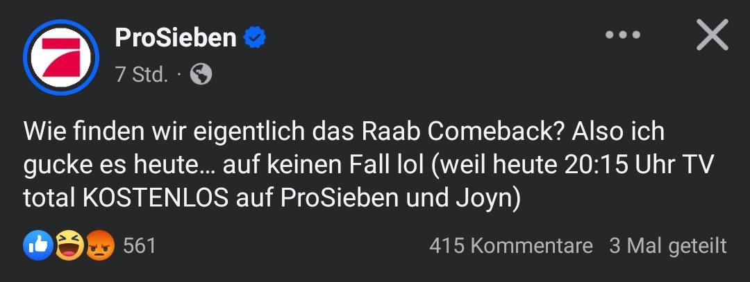 lucaslu_ckli's tweet image. Hahaha.
Die sind ja mal total angepisst.
Köstlich.
#Raab
#Pro7