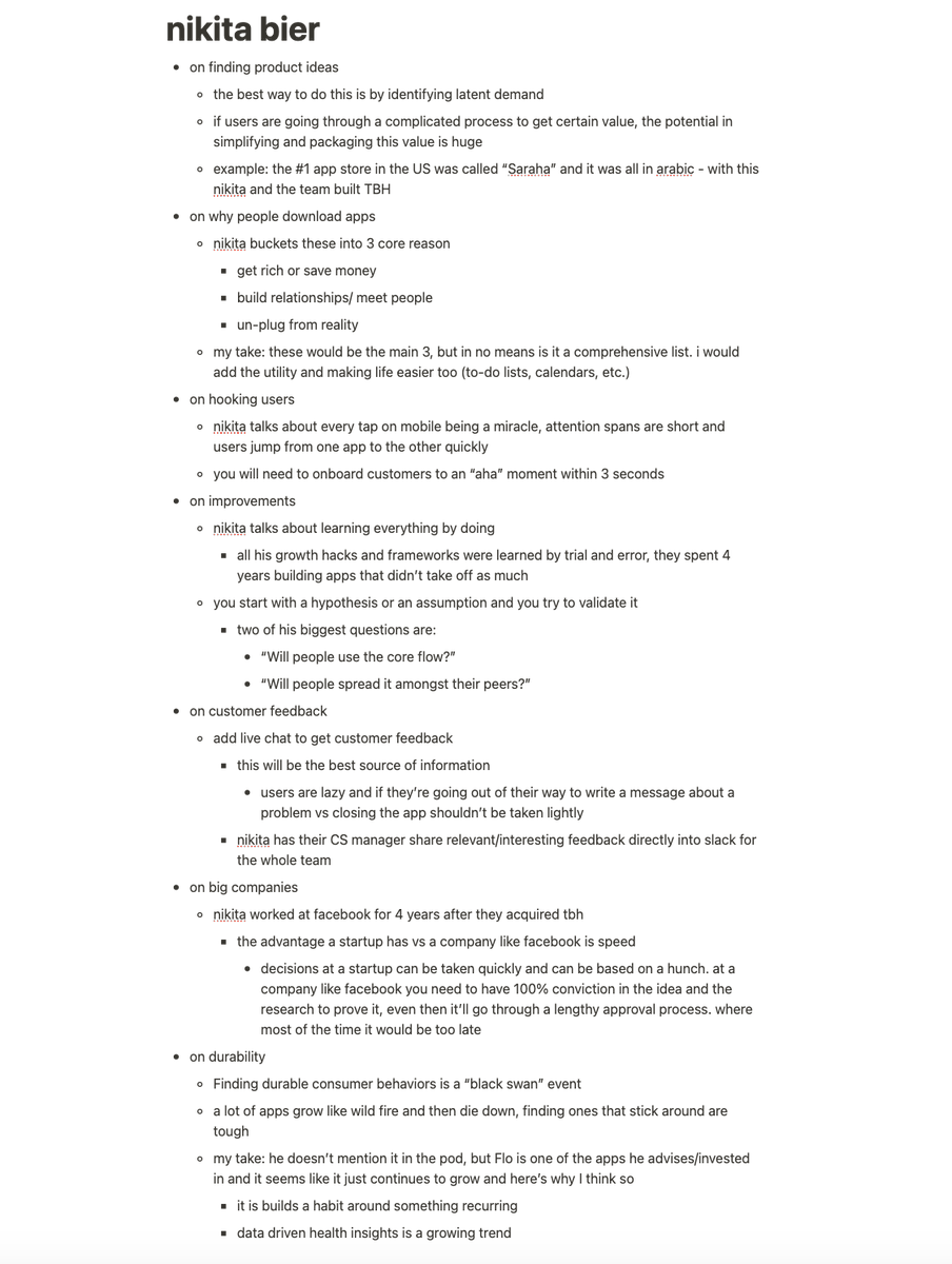MoummarNawafleh's tweet image. been sharing this pod by @nikitabier and @lennysan to all my founder friends that are building consumer apps 

thought i'd write up a summary with my favorite points and share it here since it's filed with gems for anyone building or looking to build in this space 

any points…