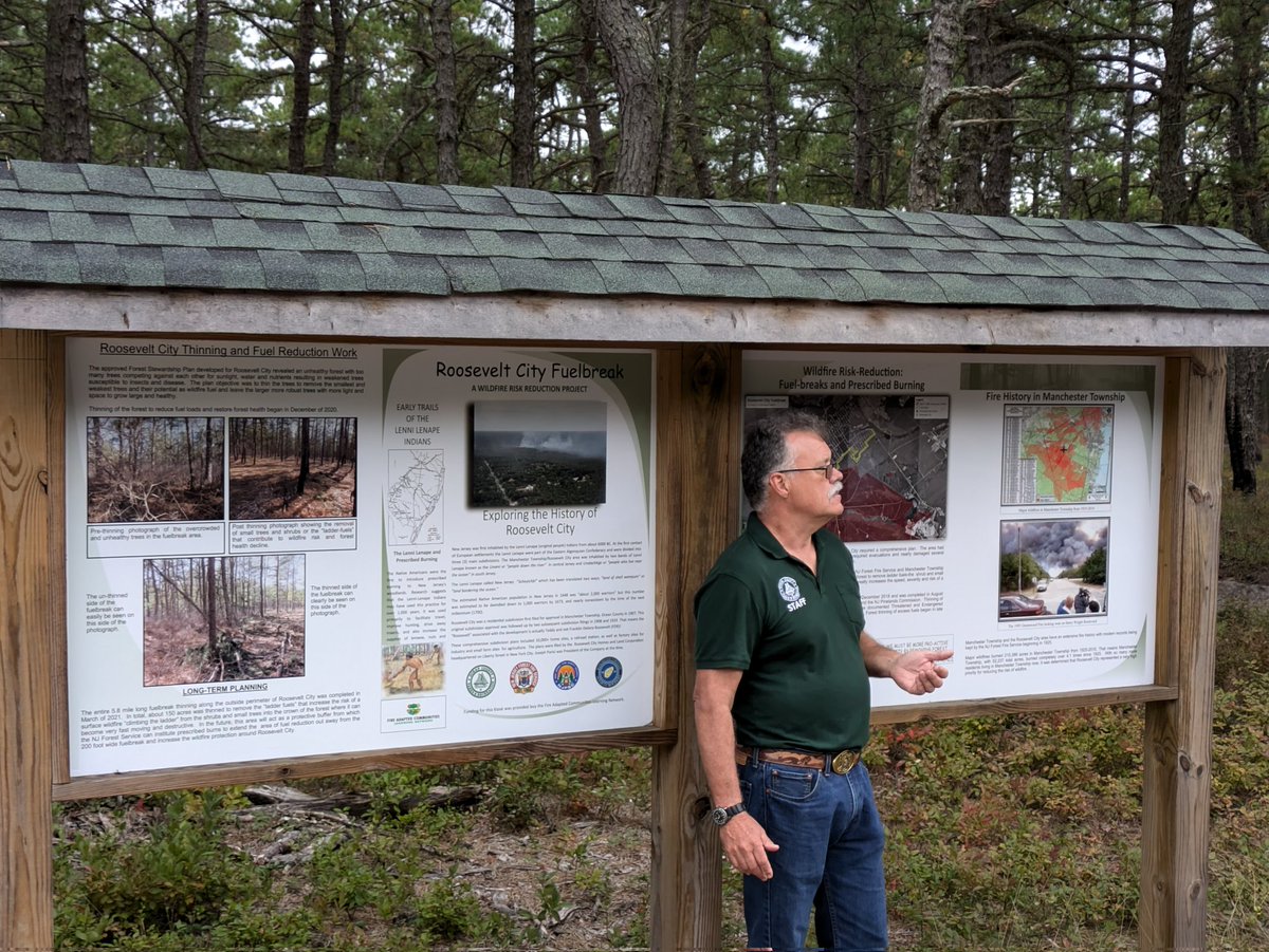 Learning about the Roosevelt City Fuelbreak on our second field trip stop here at the Cohesive Strategy Workshop in New Jersey. #CSWorkshop2024