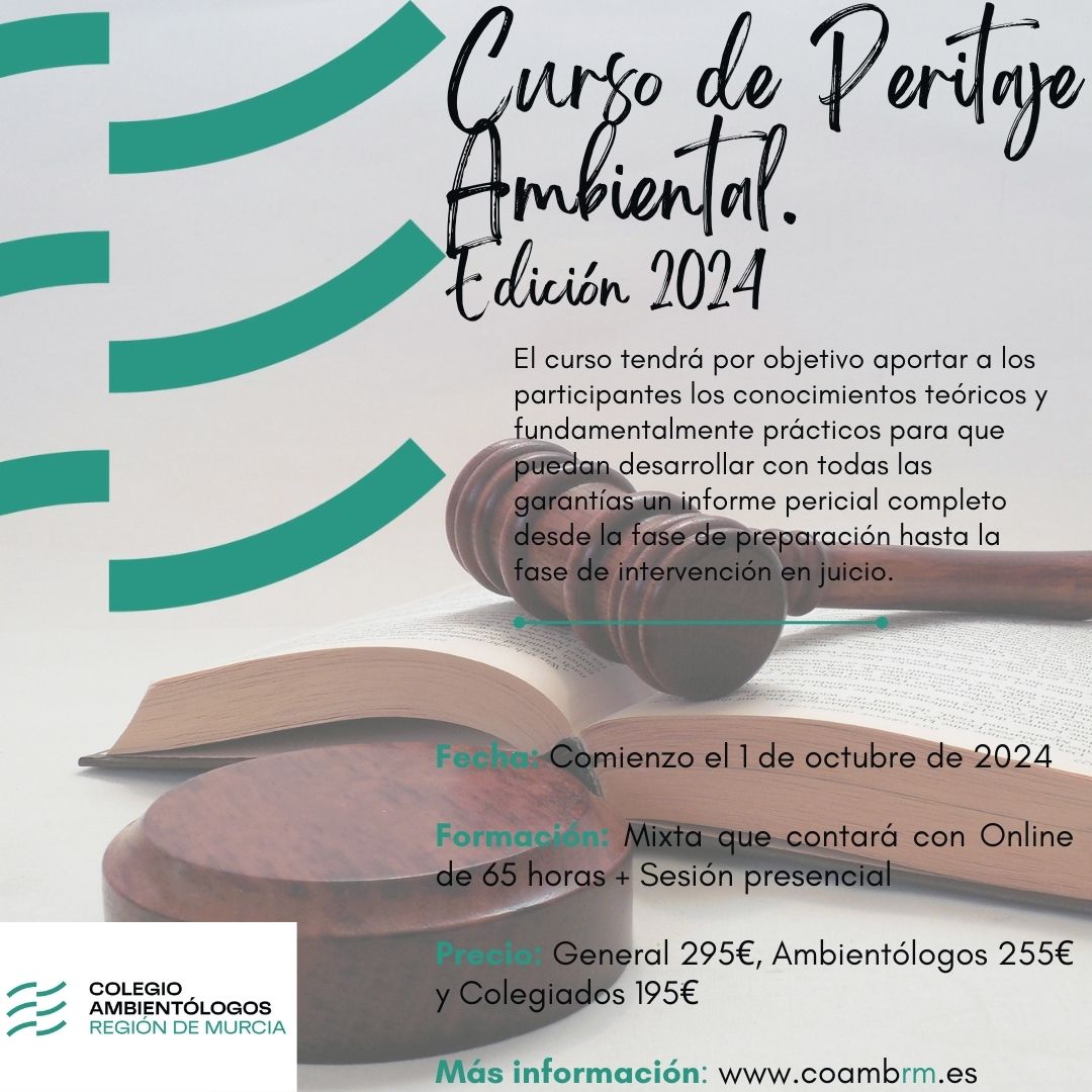 🌍 Curso Peritaje Ambiental 2024 🌿

📅 Inicio: 1 de octubre (online + sesión presencial)

📚 Aprende a elaborar informes periciales y a defenderlos en juicio. 
¡Novedad! Aplicación de IA en la elaboración de informes.

💶 Desde 195€ para colegiados.

🔗 ¡Inscríbete ya!