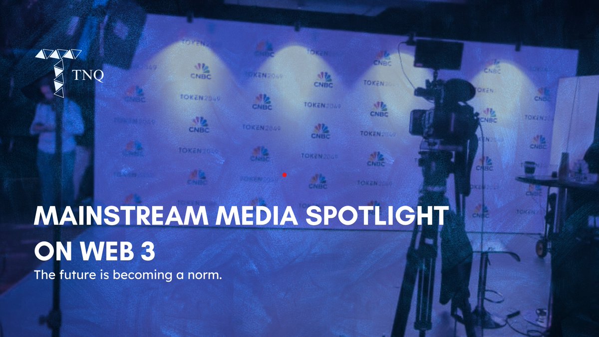 Tnqtoken's tweet photo. More and more mainstream media outlets are covering the Web3 and crypto space🛸, signaling that #Web3 is on its way to becoming the norm. Be ready with TNQ🔥!

#TNQToken
#RewardsAllocationToken
#Token2049 https://t.co/KO82ARyZyQ