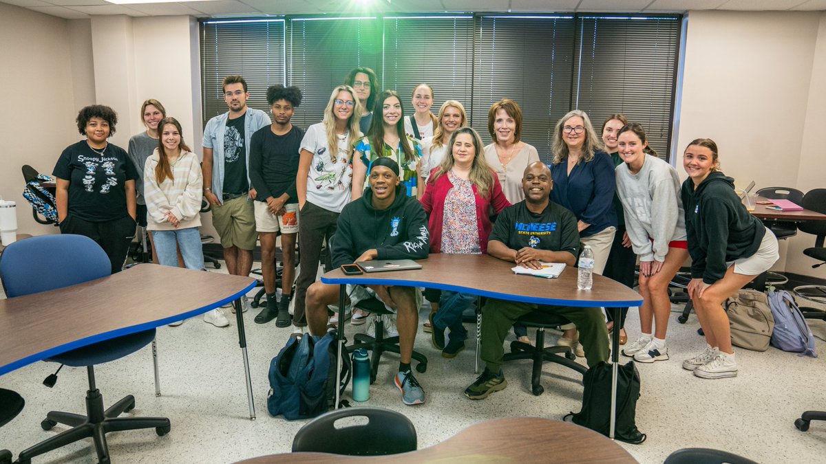 McNeese's tweet photo. McNeese alum Kristy Armand, owner of Healthy Image Marketing Agency and Thrive Magazine, spoke to our mass comm students this morning about the McNeese Works Here campaign. It's time to post your McNeese Works Here pics, and don't forget to use #McNeeseWorksHere. Thank you! https://t.co/S2xmVAEmFy