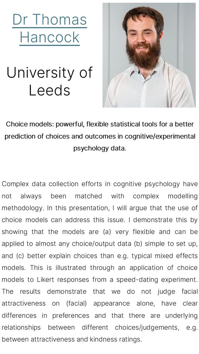 Cognition Research Group in Stirling (CORGiS) (@corgis_uos) on Twitter photo Join us at <a href="/CoRGiS_UoS/">Cognition Research Group in Stirling (CORGiS)</a> this Friday 20/09 at 3pm to hear Dr Thomas Hancock from <a href="/UniversityLeeds/">University of Leeds</a> talk about 'Choice models: powerful, flexible statistical tools for a better prediction of choices and outcomes in cognitive/experimental psychology data.' DM us for the link. Join us at <a href="/CoRGiS_UoS/">Cognition Research Group in Stirling (CORGiS)</a> this Friday 20/09 at 3pm to hear Dr Thomas Hancock from <a href="/UniversityLeeds/">University of Leeds</a> talk about 'Choice models: powerful, flexible statistical tools for a better prediction of choices and outcomes in cognitive/experimental psychology data.' DM us for the link.