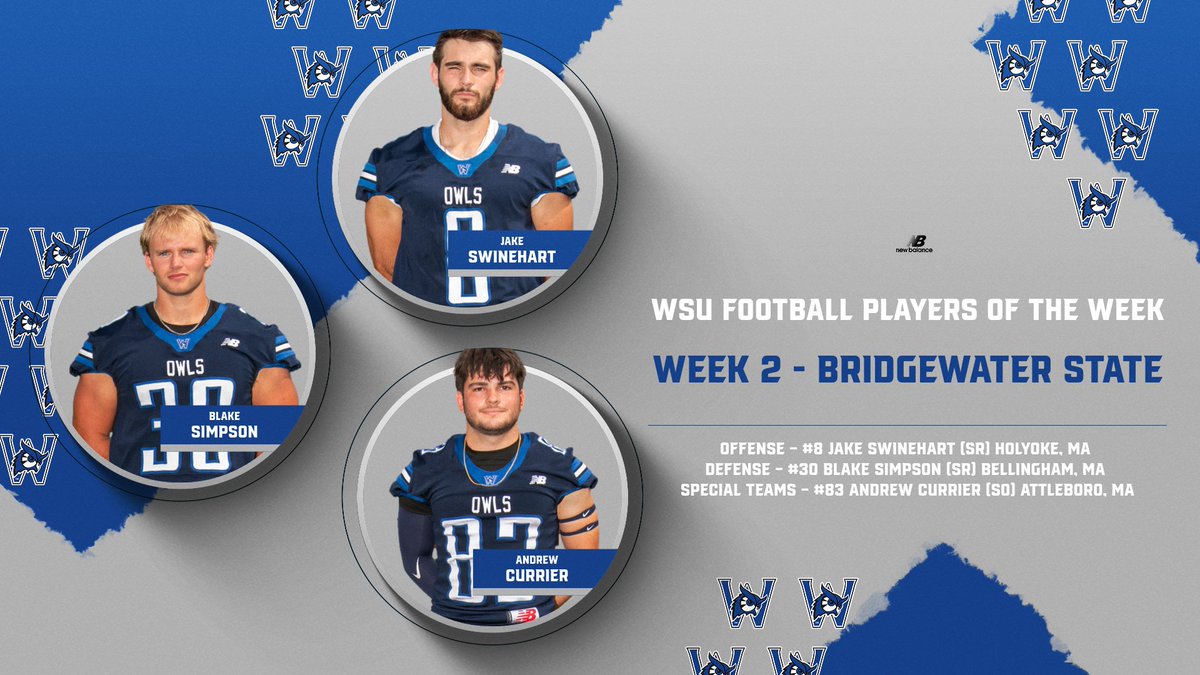 Westfield State Football (@wsuowlsfootball) on Twitter photo Congrats to our Week 2 top performers in our win over Bridgewater State! <a href="/WSUOwlsFootball/">Westfield State Football</a> <a href="/ProtectTheNest/">Brandon Berger</a> Congrats to our Week 2 top performers in our win over Bridgewater State! <a href="/WSUOwlsFootball/">Westfield State Football</a> <a href="/ProtectTheNest/">Brandon Berger</a>