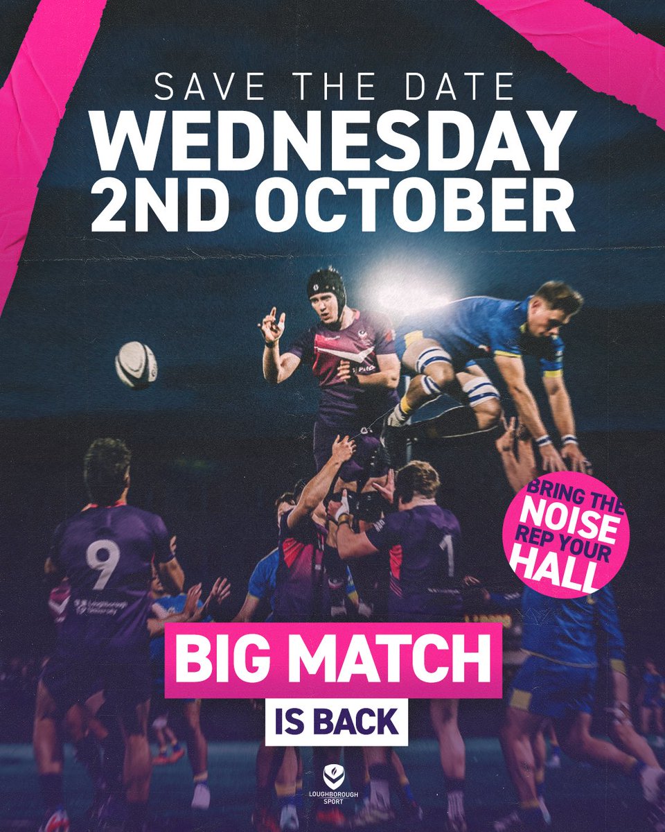 Save the date 💜

This time in 2 weeks, we will be preparing to welcome home the reign <a href="/BUCSSuperRugby/">BUCS Super Rugby</a> Champions <a href="/LboroRugby/">Loughborough Students RFC</a> in their first home BSR game of the season!

This year, we want you to bring the noise with your hall! Come down in your halls colours and be apart of