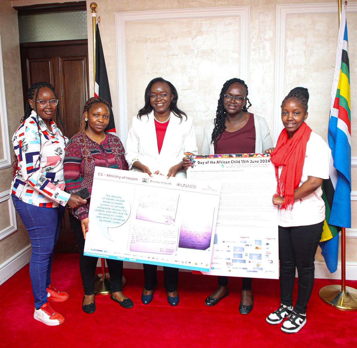 InerelaKenya's tweet photo. Today, @InerelaKenya paid a courtesy visit to Health CS Dr. Deborah Barasa. We presented the Call to Action Mural and letters from children, highlighting the urgent need to address pediatric HIV/TB and HIV vertical transmission.
@DeboraBarasa @MOH_Kenya @UNAIDS @UNAIDS_ESA https://t.co/OWRtuSV8Mq