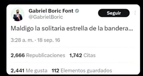 Purga_NOM's tweet photo. @GabrielBoric Cada vez que leo los twit de este csm . Más me convenzo, q es un maldito traidor, vende patria . 
No olvido el #TTp11 Hdp! https://t.co/9psfKfEz7F