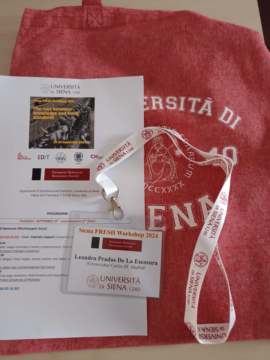Tancredi Buscemi (@tancredibuscemi) on Twitter photo Everything is almost ready for the FRESH workshop at <a href="/DepsUSiena/">DEPS Siena - Department of Economics & Statistics</a> this Thursday and Friday! We have 12 fascinating papers and a keynote on well-being and growth by Prof. <a href="/LdelaEscosura/">LeandroPdelaEscosura</a> . We're thrilled to host the workshop! 👇program
deps.unisi.it/it/eventi/sien…
<a href="/unisiena/">Università di Siena</a> <a href="/The_EHES/">European Historical Economics Society</a> Everything is almost ready for the FRESH workshop at <a href="/DepsUSiena/">DEPS Siena - Department of Economics & Statistics</a> this Thursday and Friday! We have 12 fascinating papers and a keynote on well-being and growth by Prof. <a href="/LdelaEscosura/">LeandroPdelaEscosura</a> . We're thrilled to host the workshop! 👇program
deps.unisi.it/it/eventi/sien…
<a href="/unisiena/">Università di Siena</a> <a href="/The_EHES/">European Historical Economics Society</a>