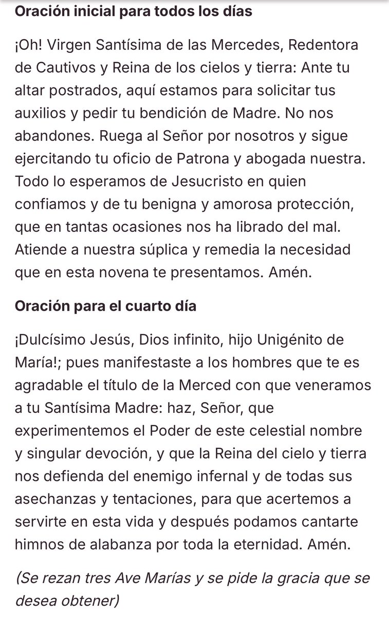 BarbaraCesarS's tweet photo. 4to. Día de la Novena a la Virgen de las Mercedes. Patrona de los Privados de Libertad, por mis 2 hermanos y mi cuñada, aboga por ellos Virgen María, Protégelos, Bendícelos, Reconfortalos, Ayúdalos, Liberalos. 3 Ave María. Amén #Oración #Rezar #Novena #PrivadosdeLibertad #Paz https://t.co/tHu9WoZ2nX