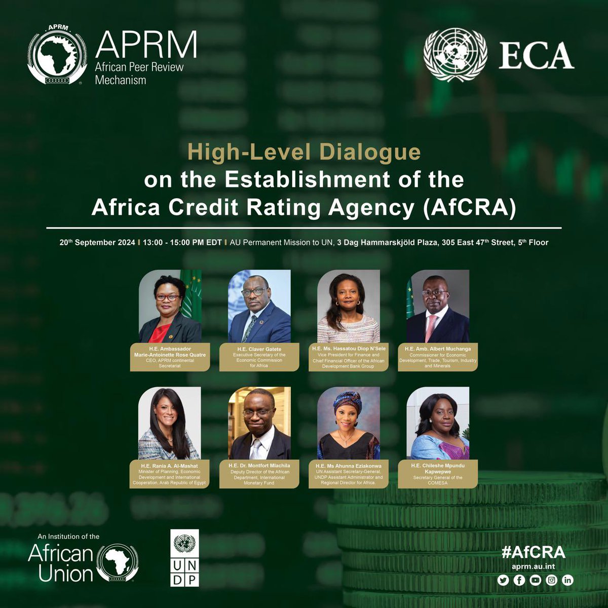 Register now to join us for the High-Level Dialogue on the Establishment of the Africa Credit Rating Agency (AfCRA) this Friday, the 20th.
Register here: indico.un.org/event/1013834/