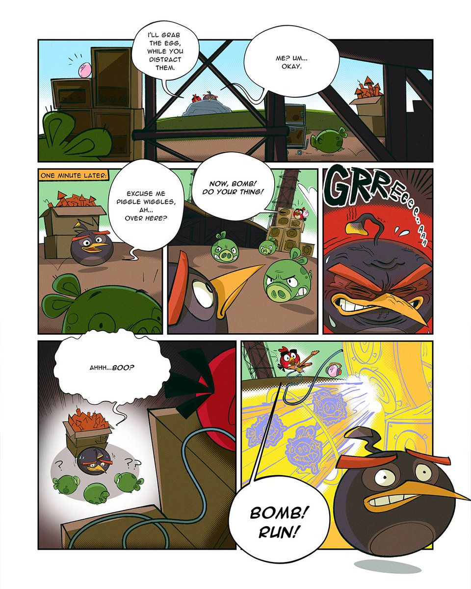 AngryBirds's tweet photo. it's bomb's time to shine!
in our 3rd angry birds 15th anniversary comic "Mr. Bomb-bastic", bomb battles his inner demons (and me) trying to overcome the pressure to succeed.
what if he never gets his boom back??

1/3 https://t.co/Acq2n5Jj2H