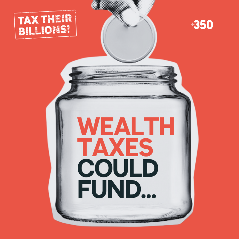 350Europe's tweet photo. The super-rich are sitting on almost UNIMAGINABLE amounts of wealth 💰💰

Find out how much and what wealth taxes could fund, both in Europe and countries on the front lines of the #ClimateCrisis.

Take the #TaxTheirBillions quiz ⤵