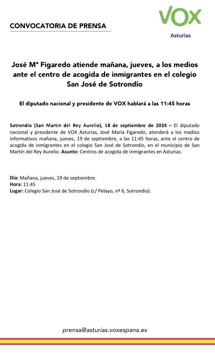 AstconPalestina's tweet photo. VOX ha convocado un acto racista y anti inmigracion mñn en el Centro San José de Sotrondio que sirve de centro de acogida para inmigrantes.
Se está movilizando a la gente para hacer frente a esta muestra de racismo y xenofobia mañana a las 11:30 frente al colegio. https://t.co/B4Df9fRzNK