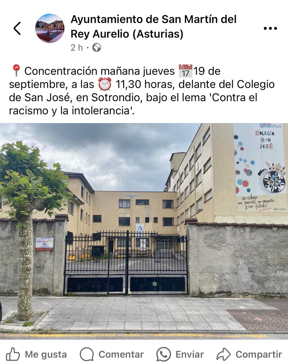 AstconPalestina's tweet photo. VOX ha convocado un acto racista y anti inmigracion mñn en el Centro San José de Sotrondio que sirve de centro de acogida para inmigrantes.
Se está movilizando a la gente para hacer frente a esta muestra de racismo y xenofobia mañana a las 11:30 frente al colegio. https://t.co/B4Df9fRzNK