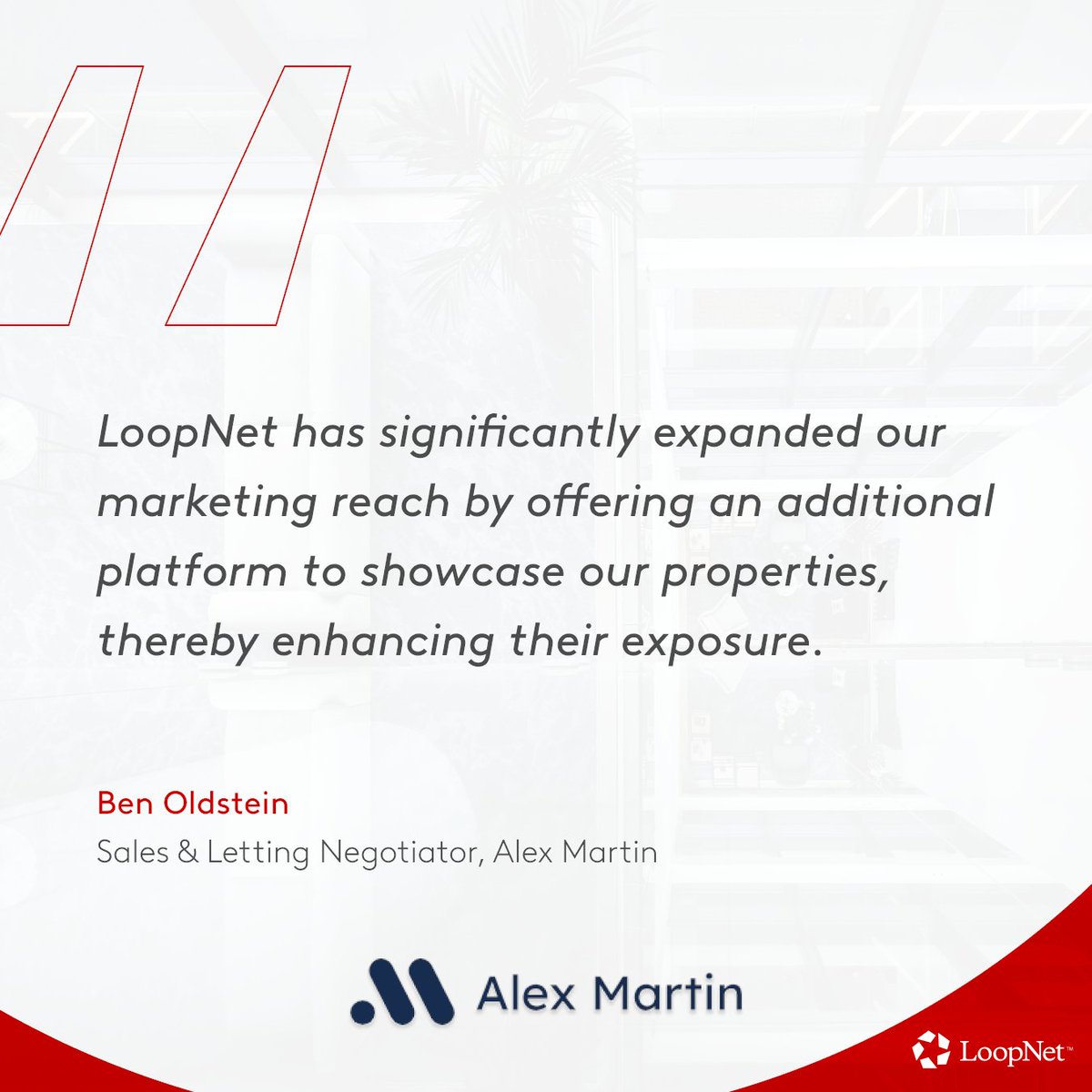 LoopNet_UK's tweet image. Hear from Ben Oldstein, Sales &amp;amp; Letting Negotiator at Alex Martin, on the effectiveness of LoopNet.

Join Alex Martin and other owners and agents reducing their time on market with LoopNet!

Learn more:
🔗 bit.ly/3Xt5A0x