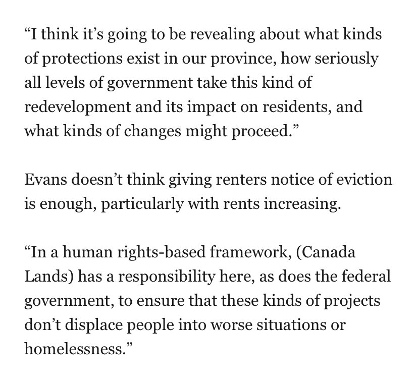 Joshua Evans at U of A says Griesbach is “an important test case” in how tenants’ rights are respected &amp; shows gaps in Alberta. Demovictions &amp; renovictions will increase in Edmonton as old rentals age, &amp; they’re more likely with the new zoning bylaw. #yeg #yegcc #ableg #cdnpoli