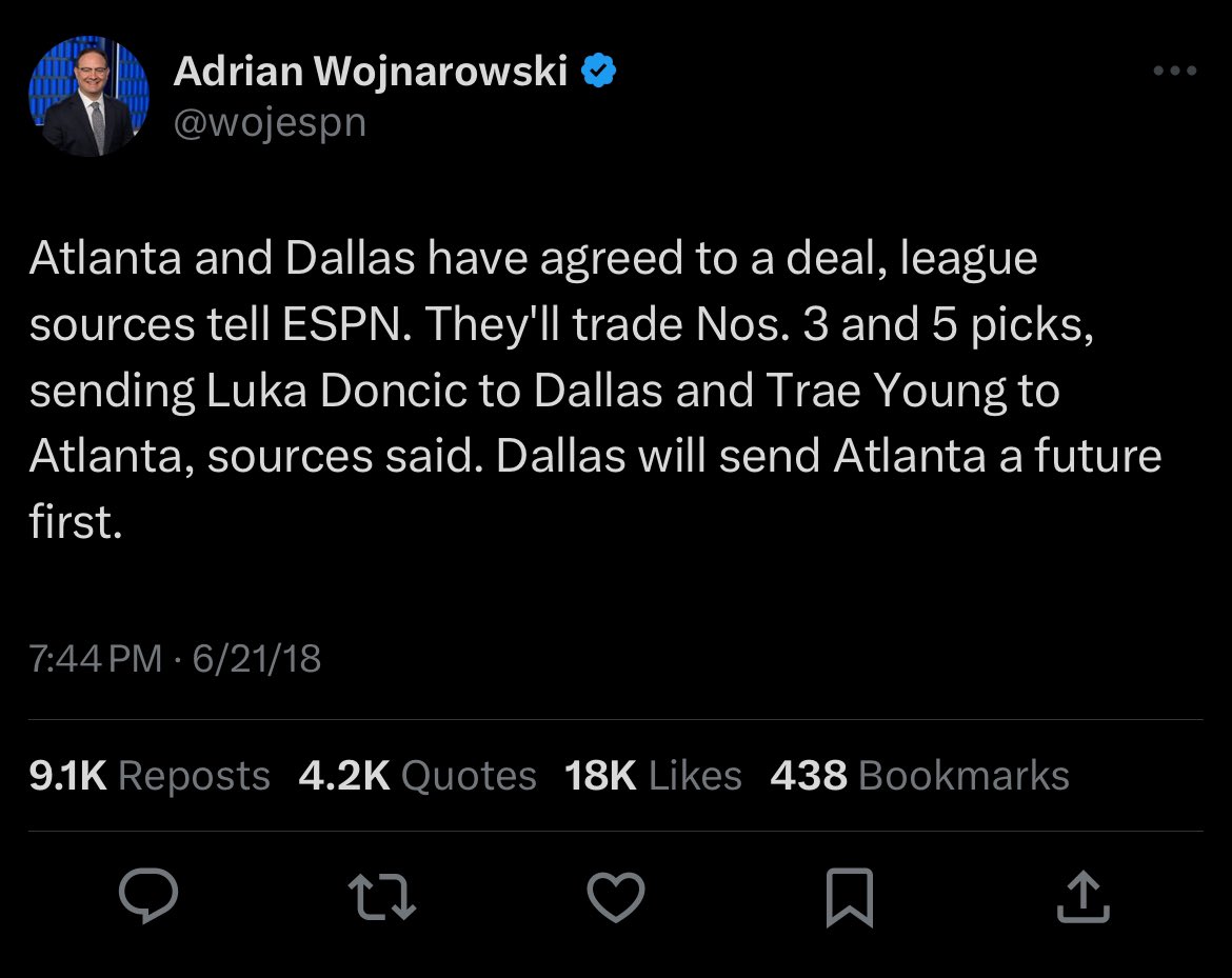 NationMffl's tweet image. The greatest Woj bomb in Dallas Mavericks franchise history.