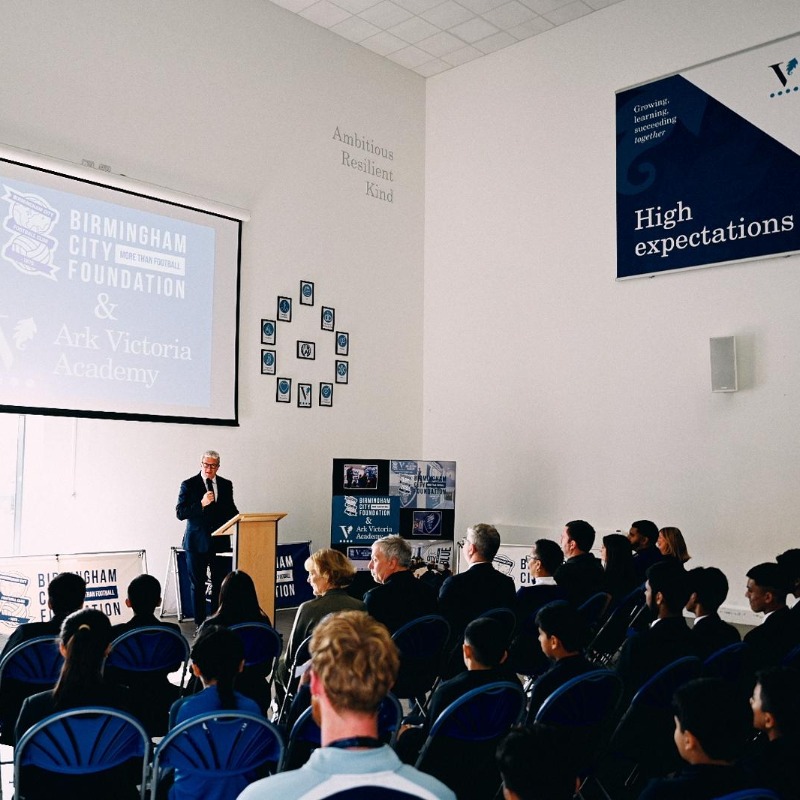 BCFC's tweet photo. .@BCFC_Foundation is proud to partner with @ArkVicAcademy, as the Club’s charity expands its offering for local school children and the surrounding community. 💙