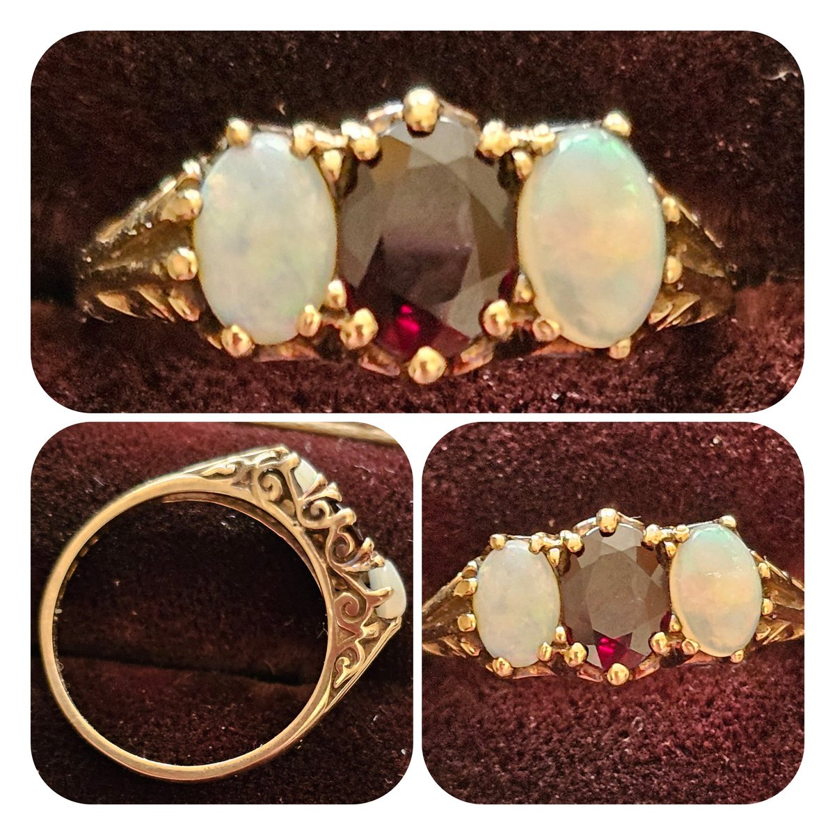 vintageusani's tweet photo. Just in stunning vintage opal &amp; garnet 9ct gold ring . View fri-sun @stgeorgesbelfast dm for details. https://t.co/h3OANMjBkQ