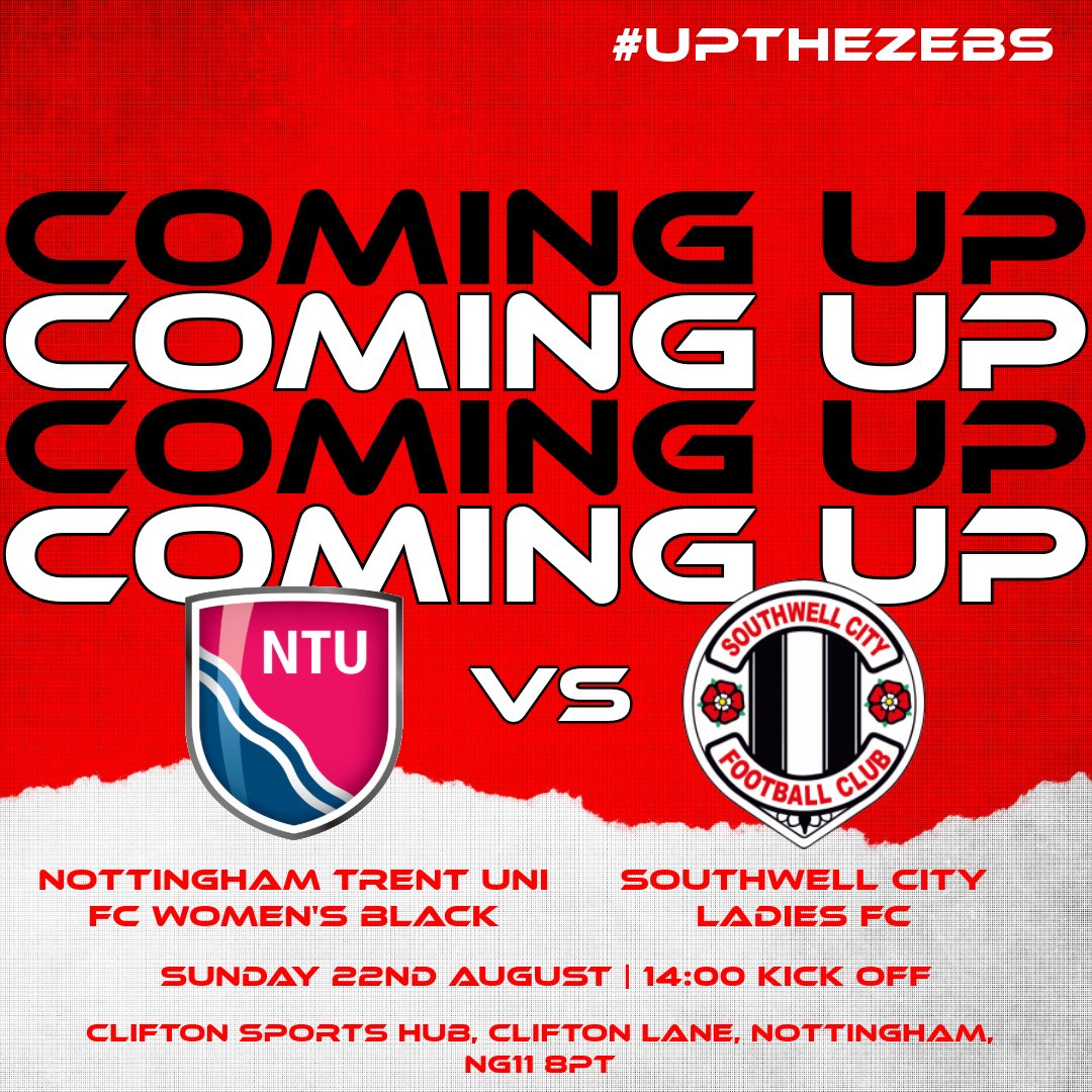 This Sunday we travel to Clifton where our opponents come in the form of Nottingham Trent Uni Women’s Black side.

🆚 Nottingham Trent Uni Women’s Black
📆 22nd September ‘24
📍 Clifton Sports Hub, Clifton Lane, Nottingham, NG12 8PT
⏰ 14:00 Kick Off
🏆 NGLFL Div 2
