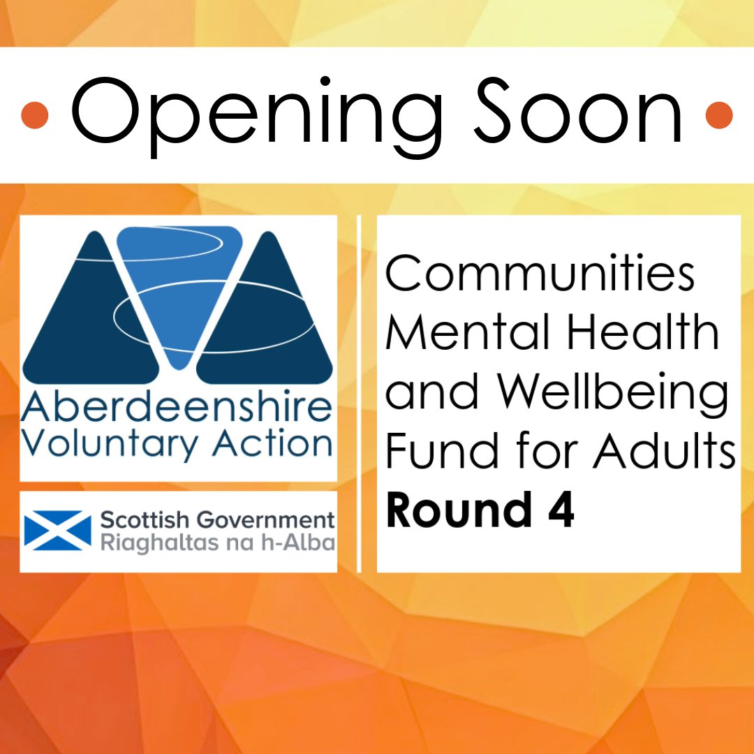 Round 4 of the #cmhwf opens next week, enabling community groups to respond to local mental health and wellbeing challenges. AVA has £629,749 for distribution across #Aberdeenshire.
Join our first webinar on Wed 25th September at 12 noon. Register here 👇  ava.tfaforms.net/f/CMHWFWebinar1
