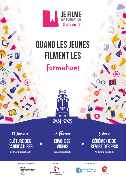 parcours_metier's tweet photo. 🎬 #JeFilmeMaFormation revient pour sa 9ème saison avec une toute nouvelle affiche ! Découvrez-la dès maintenant et inscrivez-vous pour participer au concours qui met en lumière les formations et métiers d'avenir 👀 #formation #audiovisuel #concours #saison9 #nouvelleaffiche https://t.co/WxS0CNOjQV