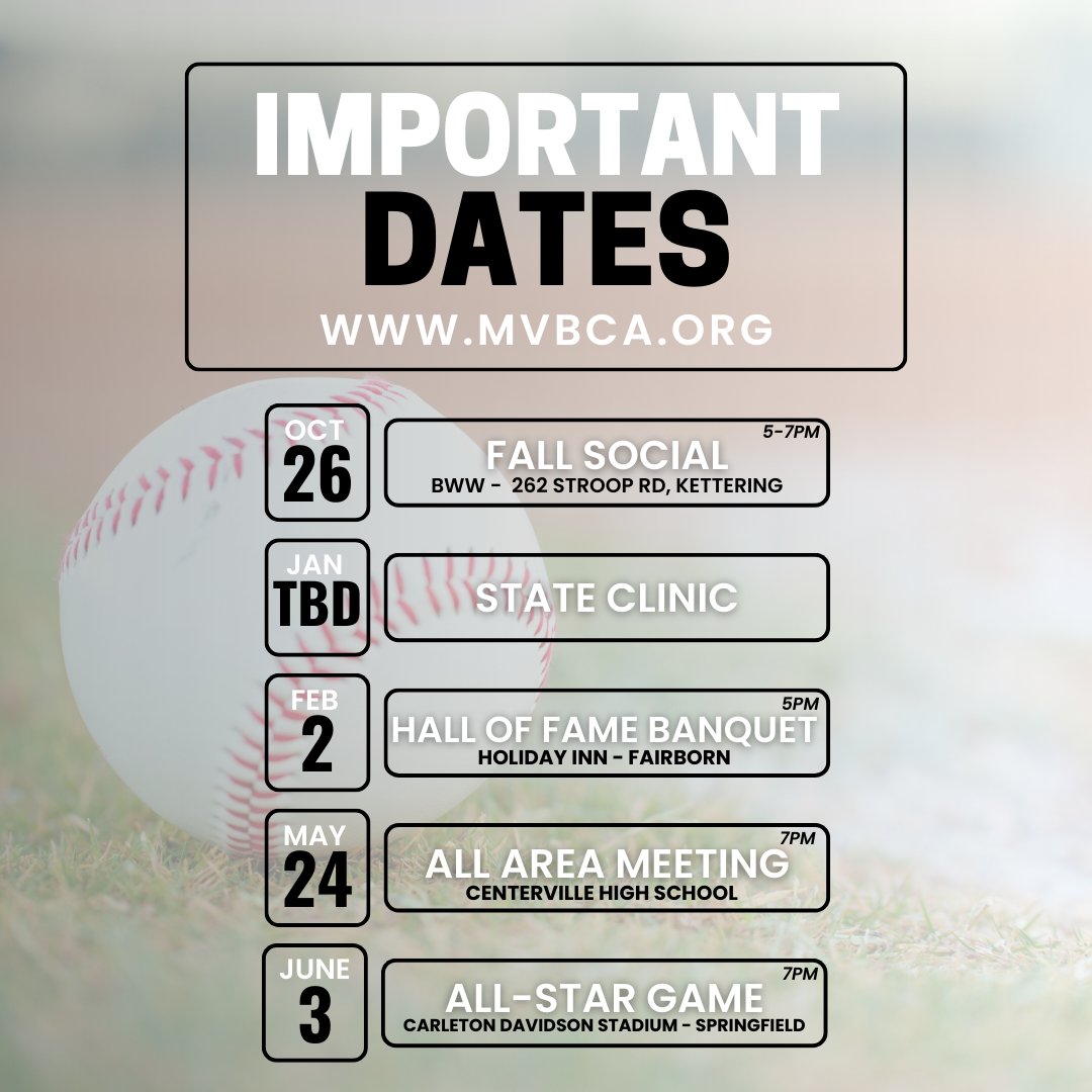 In case you missed the email that went out earlier today - we wanted to make sure that these dates were on your calendars in the coming months.