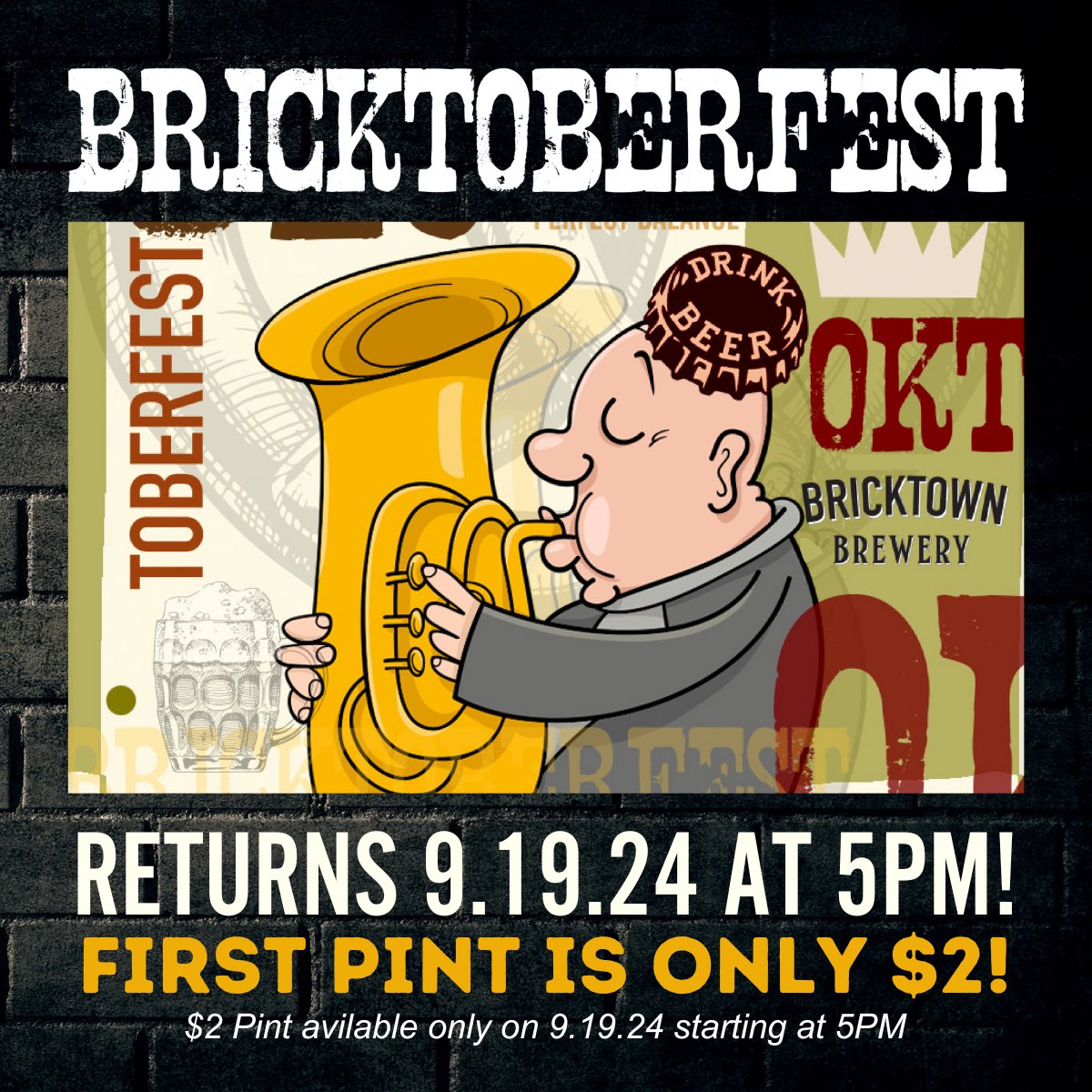 BtbFortSmith's tweet photo. Fall fun starts tomorrow! 🍂 Our fan-favorite Bricktoberfest brew is back on tap for a limited time! 🍻 Crisp, malty, and perfectly balanced. First pint for just $2, starting at 5 p.m.! Don’t miss it! #Bricktoberfest #FallVibes #Cheers https://t.co/V1JEnhBl77