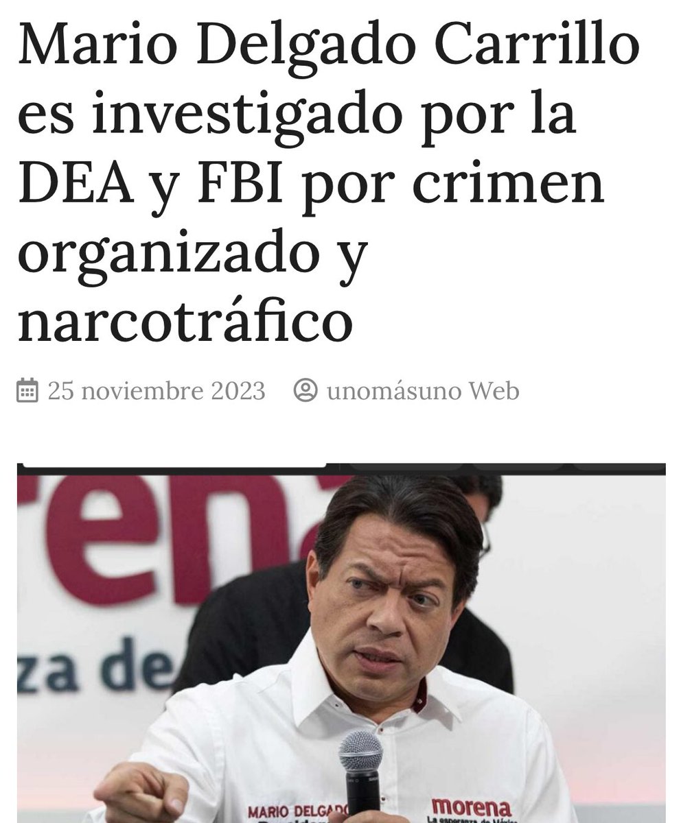 GuacamayanLeaks's tweet photo. Desde 2023 la DEA tiene abierta una investigación contra Mario Delgado, operador político de @lopezobrador_

#GuacamayaLeaks
#GuacamayaNews https://t.co/Ql4VVlTFpz
