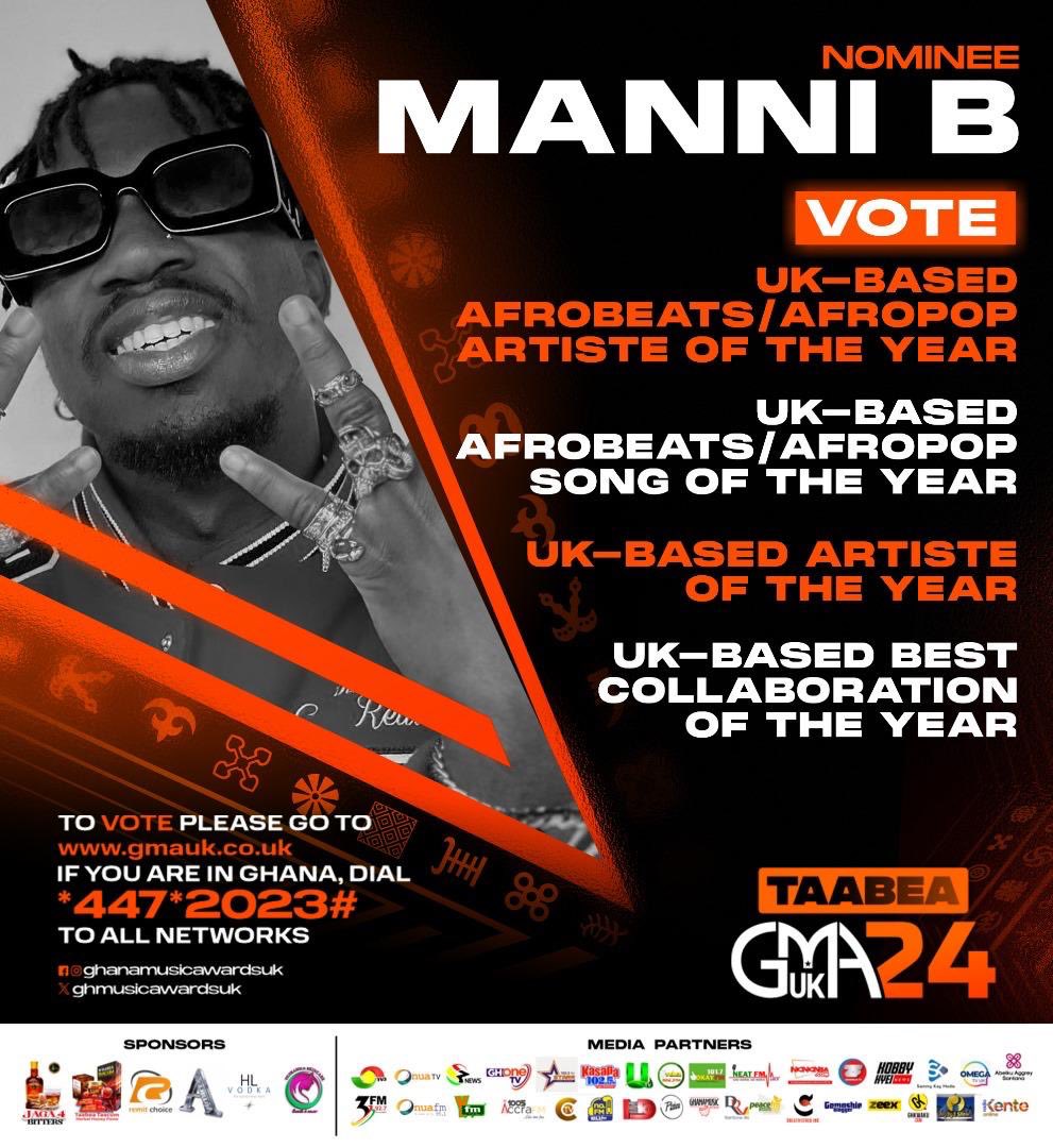 Manni_Bofficial's tweet photo. Family!!! Your son, brother, friend, mate, rising star “MANNI B got 4 nominations in this years Ghana Music Awards UK 2024 (GMAUK24) @ghanamusicawardsuk. This is a win for us all, being finally recognised for efforts we have made in this space since we began this journey. https://t.co/LB2vwY82Dt