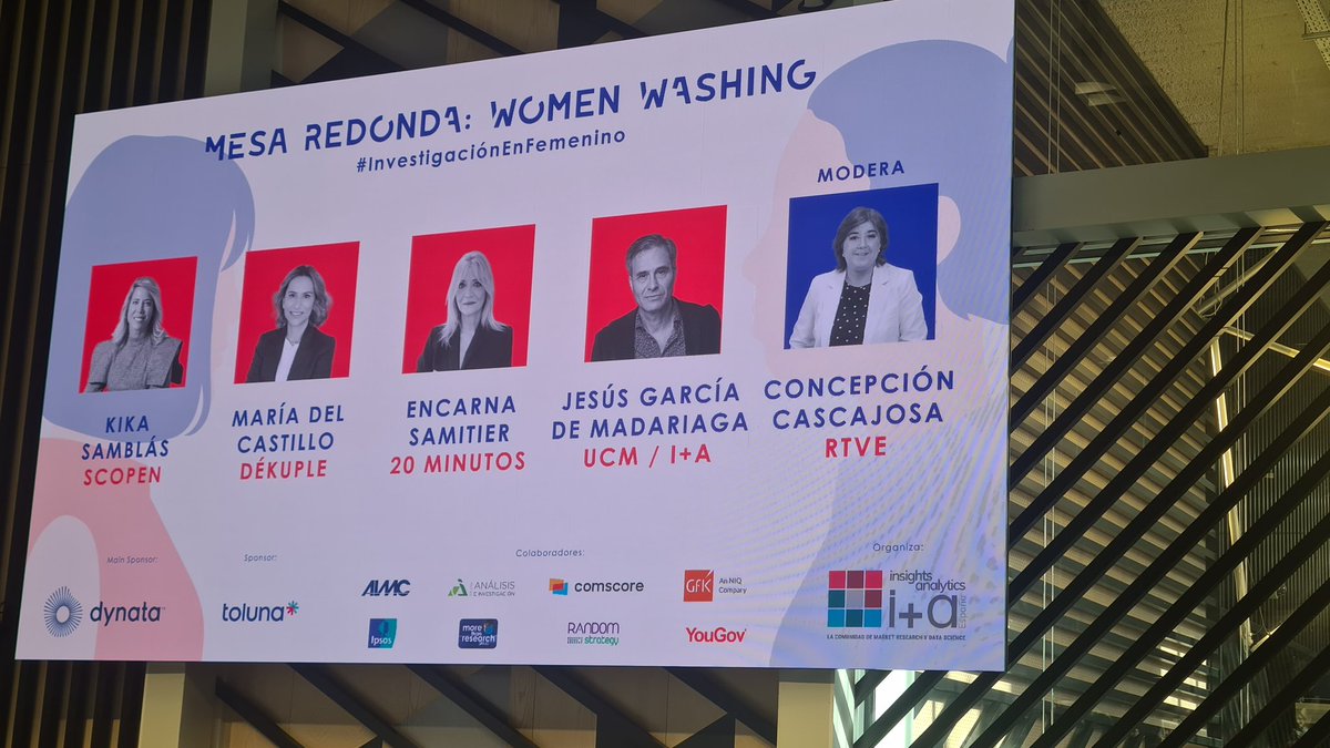 IMOPInsights's tweet photo. Interesante mesa redonda en #InvestigacionEnFemenino, "Women washing" moderada por Concepción Cascajosa, Presidenta interina @rtve , participan Kika Samblás, Encarna Samitier, Jesús García de Madariaga, María del Castillo. https://t.co/cbYasO8qYN