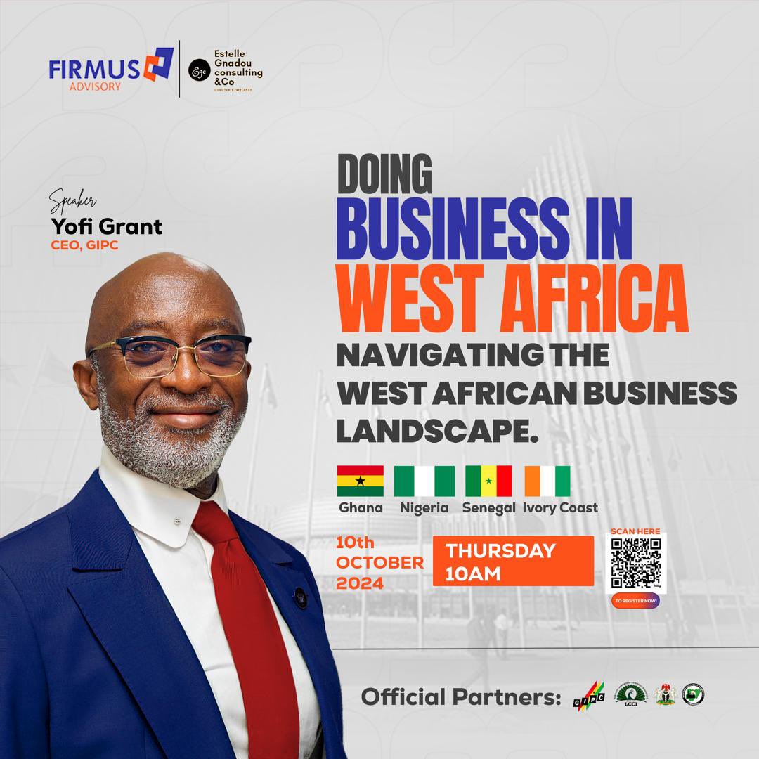 Our CEO, Yofi Grant, will be speaking about investments and conducting business in Ghana at the ‘Doing Business in West Africa’ webinar. 

The webinar, organized by Firmus Advisory in collaboration with Estelle, will bring together business leaders to discuss and share insights
