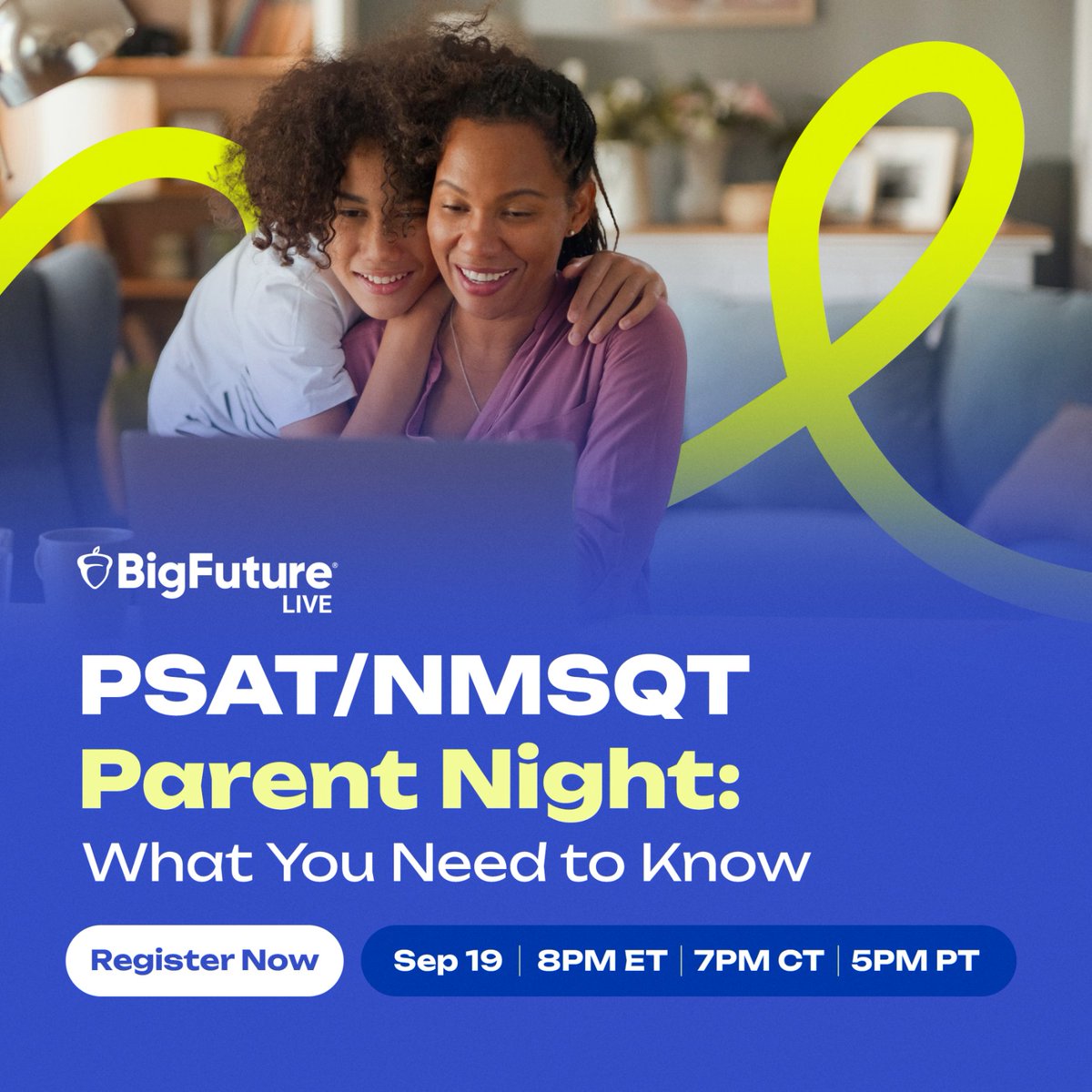 Parents, support your teen as they get ready to take the PSAT/NMSQT test next month! 🌟

Join us for #BigFuture Live tomorrow to learn about the exam, how students can access their scores on the BigFuture School mobile app, and more! 

🔗 Register now: spr.ly/6017oHhgD