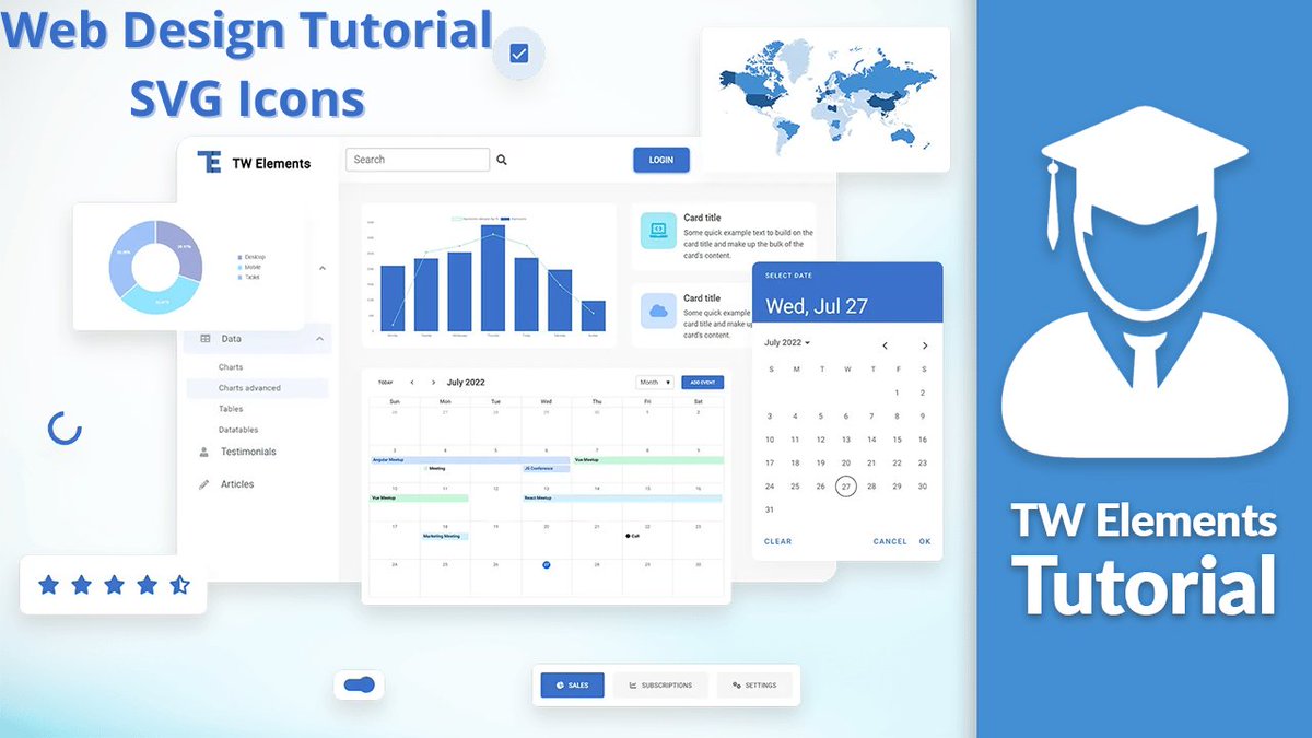 TailwindElement's tweet image. 🌟Icons for Tailwind CSS short Tutorial:
Use this set of SVG powered icons from TW Elements. 

Free for commercial use, no registration required⏬
tw-elements.com/docs/standard/…

#tailwindcss #webdev