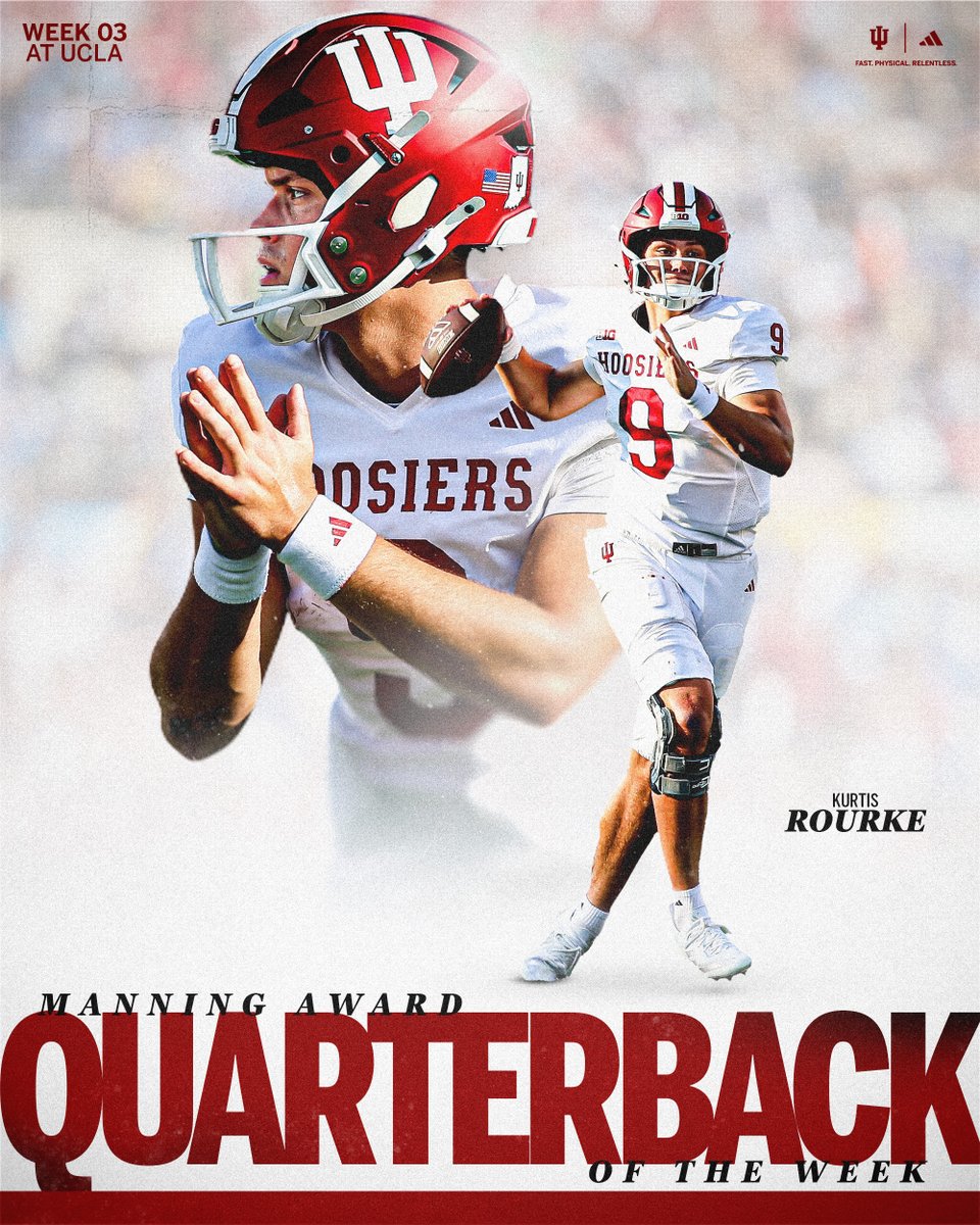 IndianaFootball's tweet photo. Your @ManningAward Quarterback of the Week, @Kurtis_rourke7. 👏 https://t.co/VeOknKX0Pq