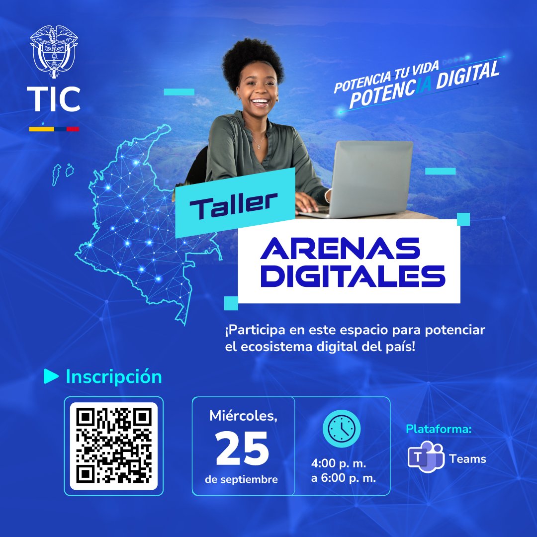 Ministerio_TIC's tweet photo. 💻 Únete a nuestro Taller de Arenas Digitales y descubre cómo mejorar la competitividad de tu sector, donde conoceremos qué son, cómo se conforman, quiénes participan y su importancia en tu ecosistema.

✅ Regístrate en el siguiente enlace: https://t.co/tawPw8oAaH https://t.co/j2nU8trnL2