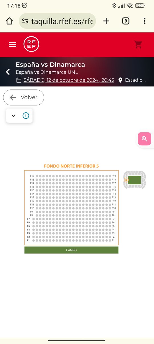 sysmurcia's tweet photo. Una vergüenza la venta de entradas de  #rfef para España/Dinamarca en #Murcia. Adjunto captura a 5 min del comienzo de la venta. Imposible la venta tan rápida. https://t.co/RqqM9rTsNp