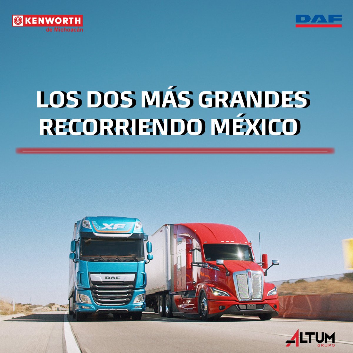 KWMich's tweet photo. LOS LÍDERES DE LA CARRETERA

Los tractos que a parte de su eficiencia en las carreteras de México y del mundo, también te ofrecen:
Seguridad, Tecnología, Confort
Disponibles en nuestra concesionaría KENWORTH DAF DE MICHOACÁN, agenda tu cita con un asesor.
#DAF #kenworth https://t.co/JkEth4ul94