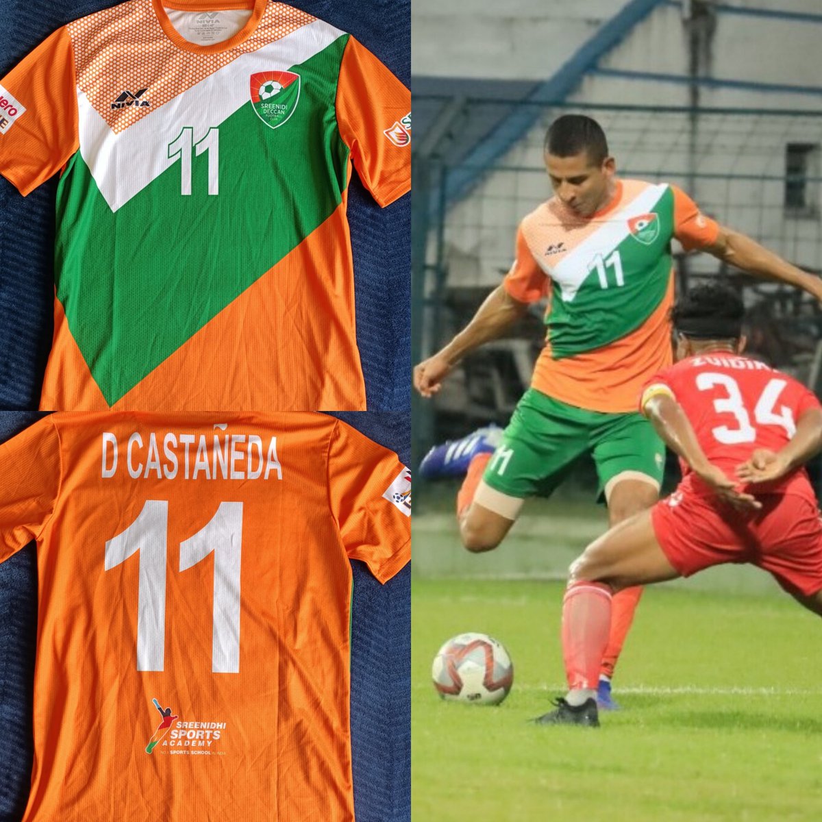 Bonita camiseta de David Castañeda! <a href="/sreenidideccan/">Sreenidi Deccan FC</a> 
Hero I-League 
Temporada 21-22 ,Local
Hyderabad, India